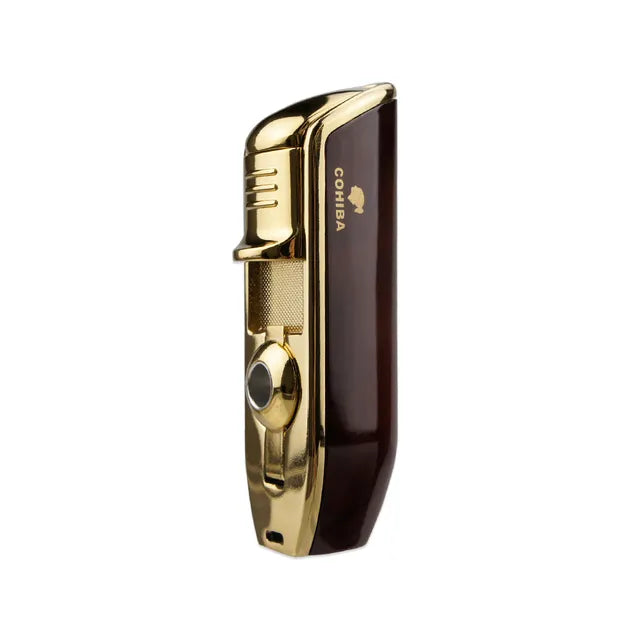 New COHIBA Metal Cigar Lighter 3 Jet Blue Flame Turbo Torch Windproof Lighter Portable Igniter With Cigar Punch Tool Men Gift