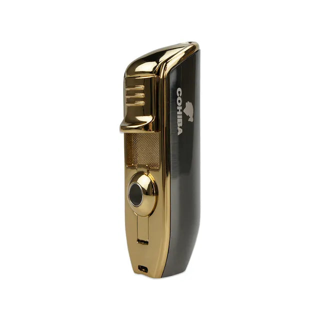 New COHIBA Metal Cigar Lighter 3 Jet Blue Flame Turbo Torch Windproof Lighter Portable Igniter With Cigar Punch Tool Men Gift
