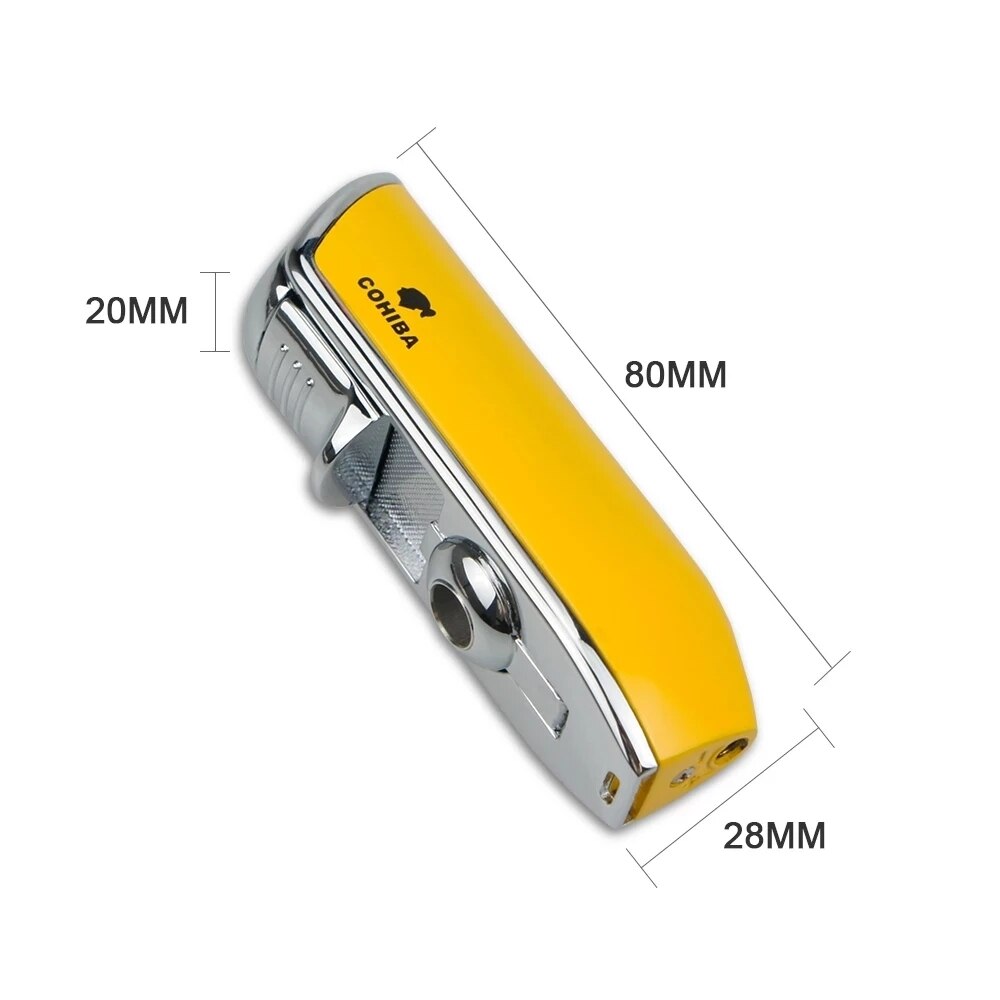 New COHIBA Metal Cigar Lighter 3 Jet Blue Flame Turbo Torch Windproof Lighter Portable Igniter With Cigar Punch Tool Men Gift